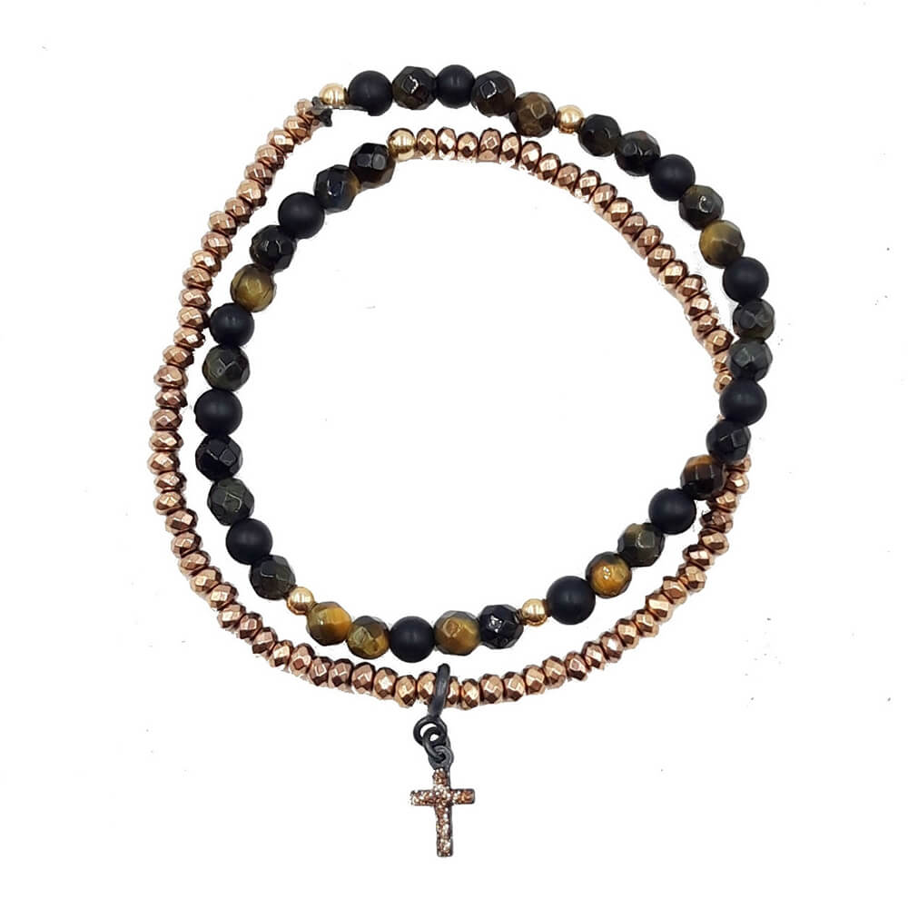 Pulsera vueltas cruz pequeña