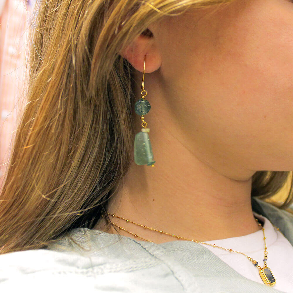 Miranda Menir pendientes cristal afgano rectangular