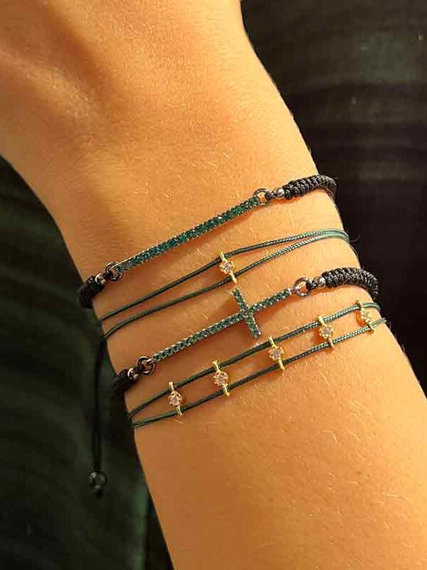 Pulsera barra brillantes negro