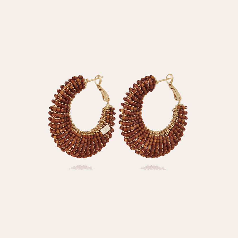 GAS BIJOUX PENDIENTES BO IZZIA PERLE ORO CUENTAS MARRON 13377