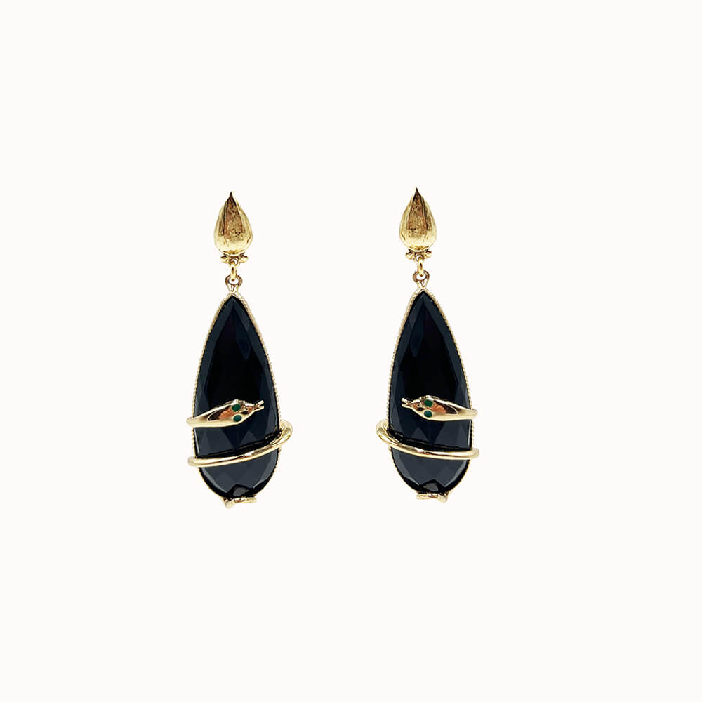 Gas Bijoux Pendientes Serti Negro
