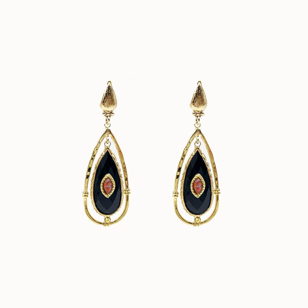 Gas Bijoux Pendientes Serti Negro