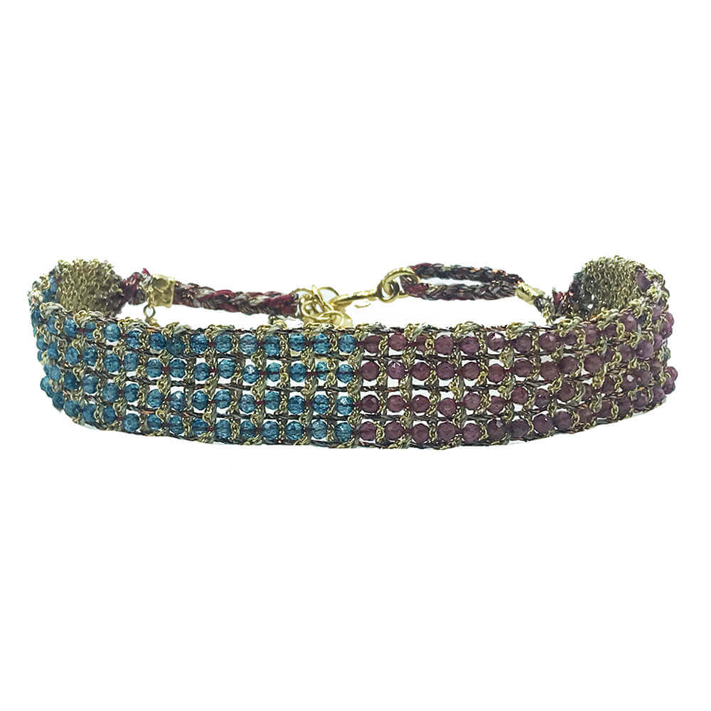 Pulsera Jaipur Granato y Topacio London Blue
