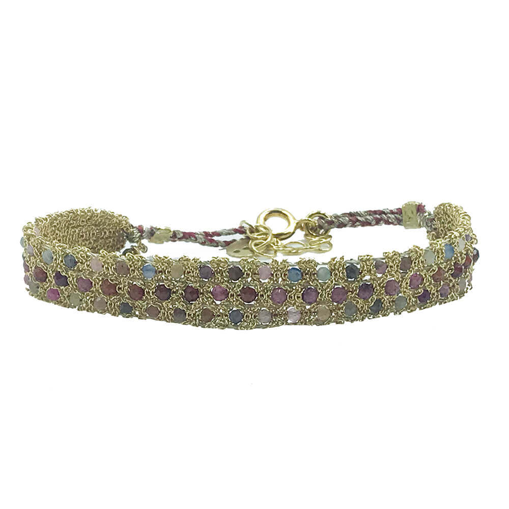 Pulsera Star Mini Piedras Granato y Zafiro Rosso