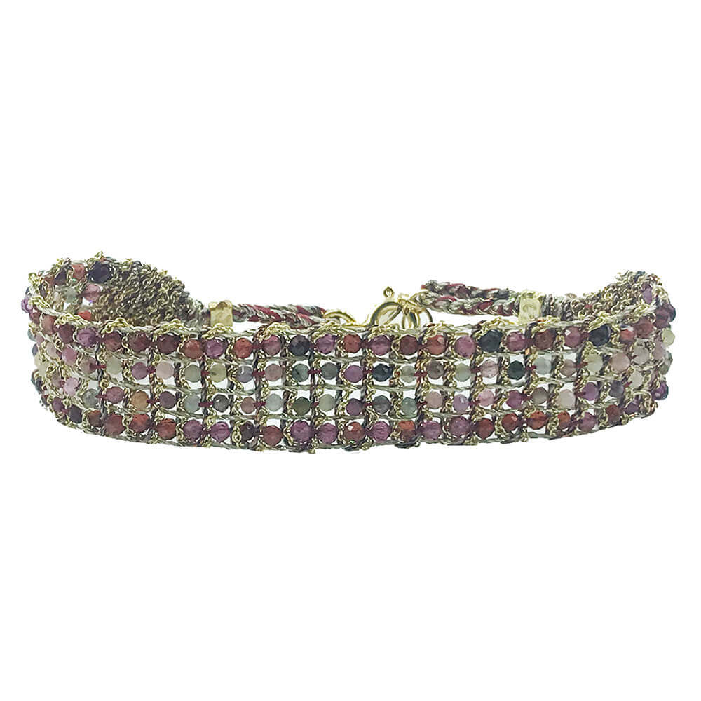 Pulsera Jaipur Granato y Zafiro Rosso