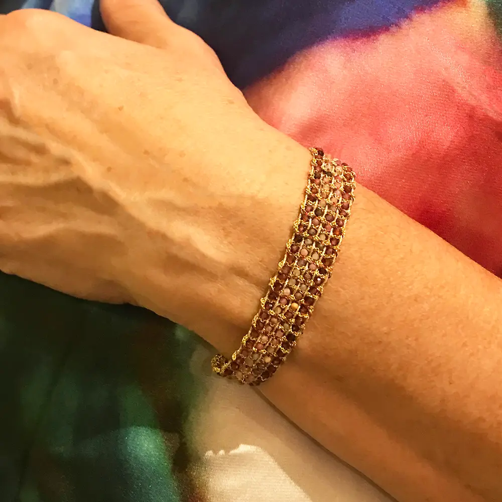 Pulsera Jaipur Granato y Zafiro Rosso - Imagen 2