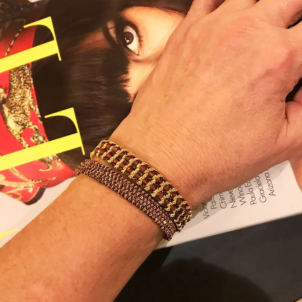 Pulsera Muamara Lights Chocolate/Taupe&PLata
