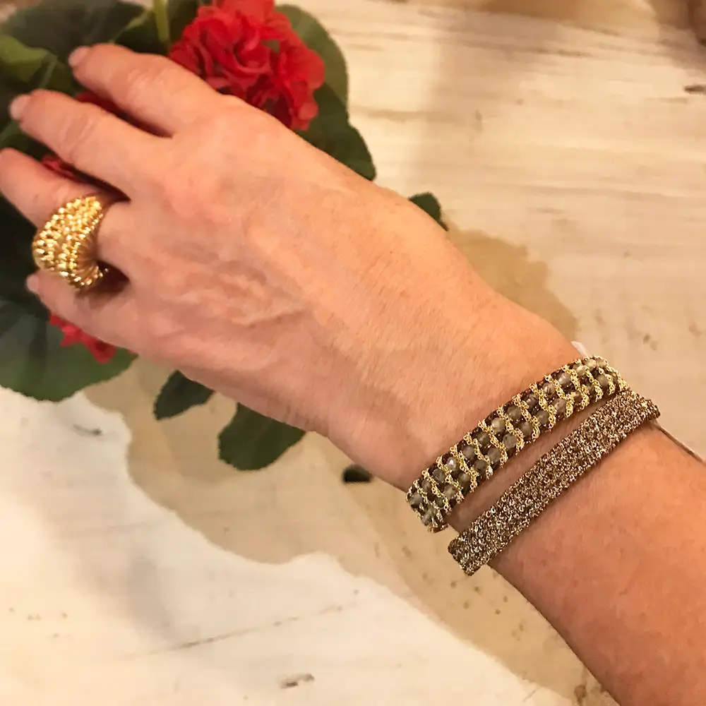 Pulsera Muamara Lights Chocolate/Taupe&Oro