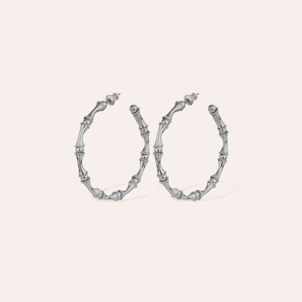 Gas Bijoux Pendientes Bambu Plata