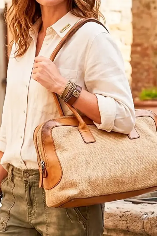 Vive la Difference Bolso Silhouette Straw Sweet Tea
