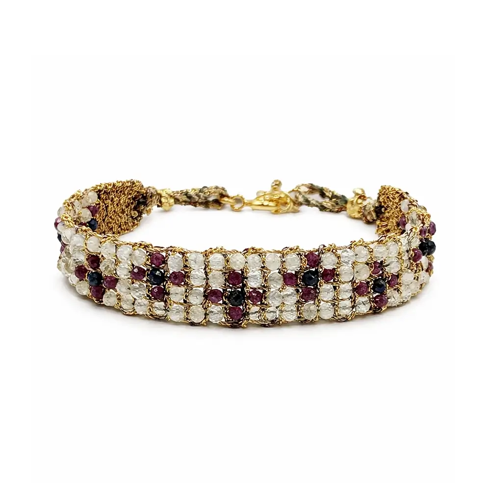 Pulsera Jaipur Prehnita, Rubí en Turmalina y Lapislázuli