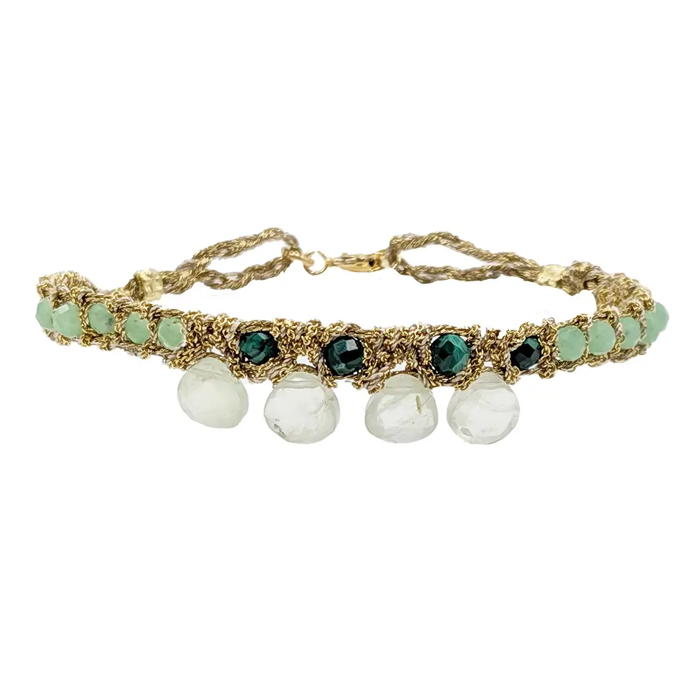 Pulsera Candy Drop Angelita, Malaquita y Prehnita