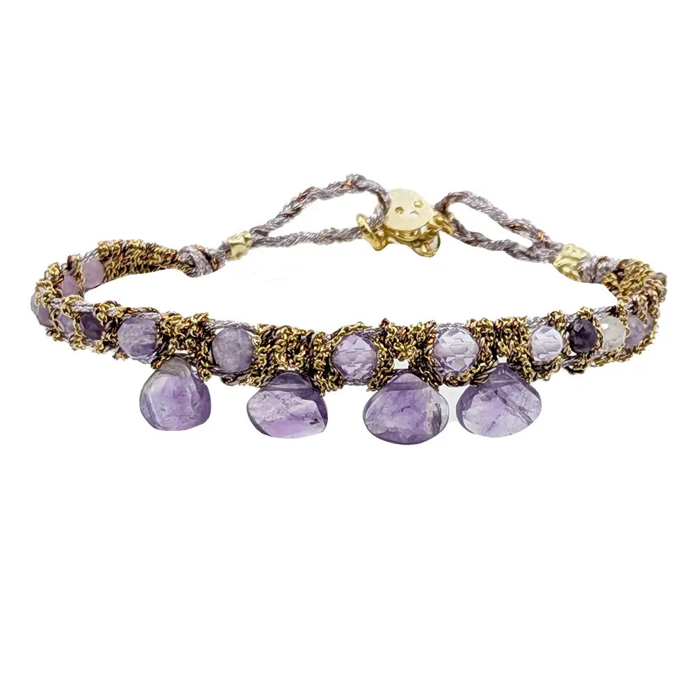 Pulsera Candy Drop Lepidolita y Amatista lila